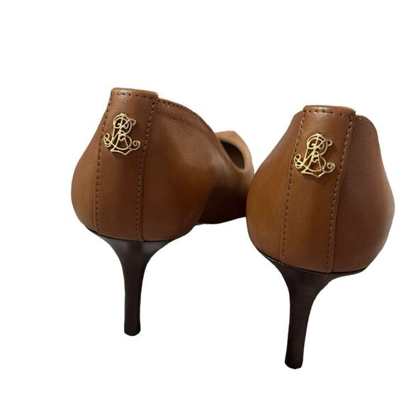 LAUREN Ralph Lauren Deep Saddle Tan Heels NWOB Size 5B - Picture 2 of 12